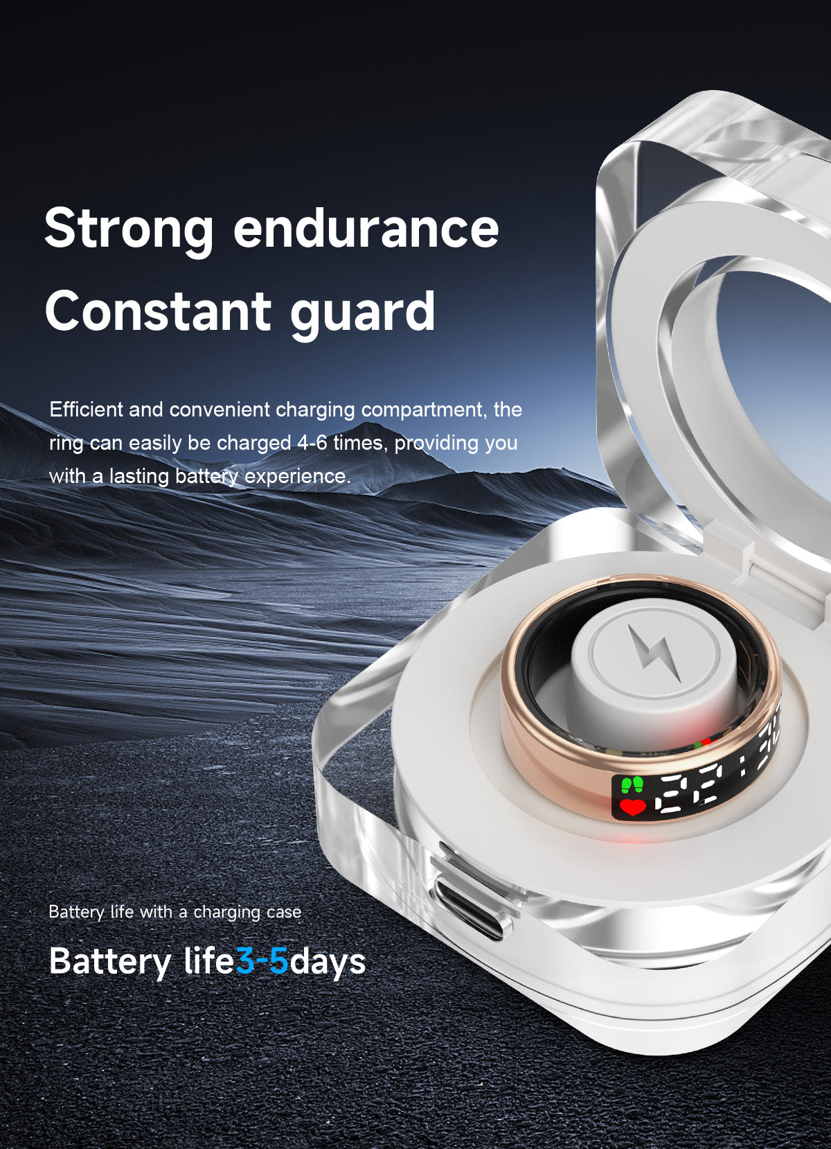 SOODDS Smart Ring 3 with Display Screen Heart Rate Blood Oxygen Sleep Monitor